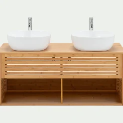 Meuble double sous vasque murale en bambou - L120cm