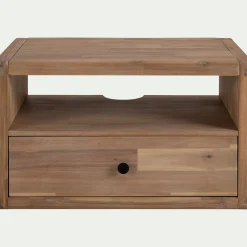 Meuble sous vasque simple mural en acacia L80cm - bois clair