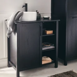 Meuble sous-vasque simple et 1 porte en bois de cèdre - L80cm