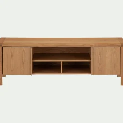 Meuble TV en chêne massif 2 portes - bois clair