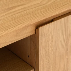 Meuble tv ovale en bois - bois clair L180xl45xH48cm