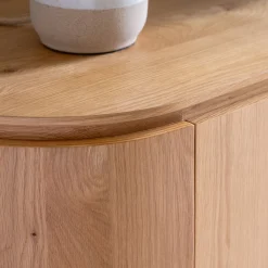 Meuble tv ovale en bois - bois clair L180xl45xH48cm