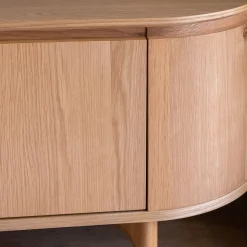 Meuble tv ovale en bois - bois clair L180xl45xH48cm