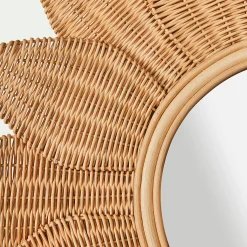 Miroir fleur en rotin - naturel d80cm