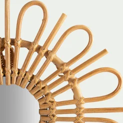 Miroir fleur en rotin D35cm - naturel