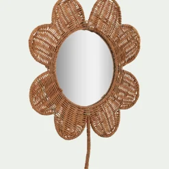 Miroir forme trèfle en rotin H41cm - naturel