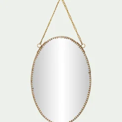 Miroir mural ovale en laiton 15x22,5cm - doré