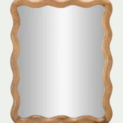 Miroir ondulé en bois de manguier 51x63cm - bois clair