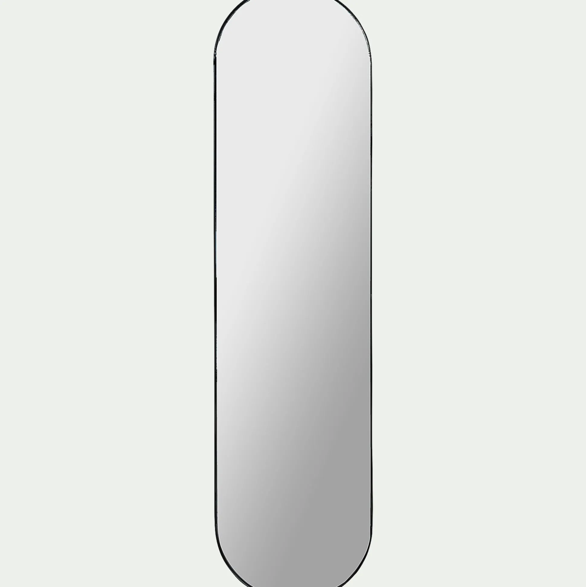 Miroir ovale en métal reflets bleutés - noir 30x120cm