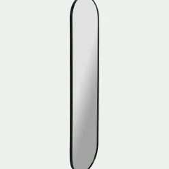 Miroir ovale en métal reflets bleutés - noir 30x120cm