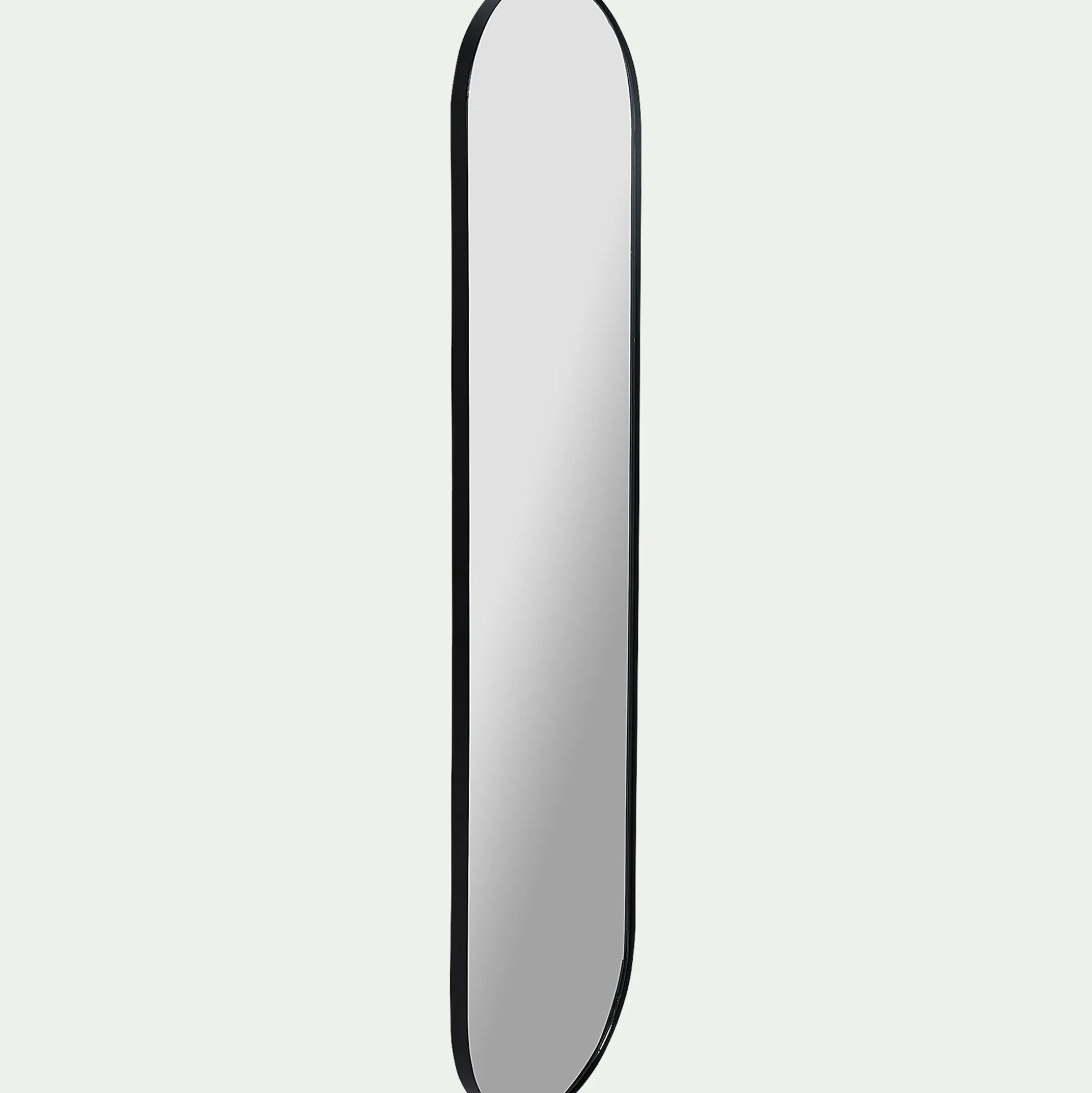 Miroir ovale en métal reflets bleutés - noir 30x120cm