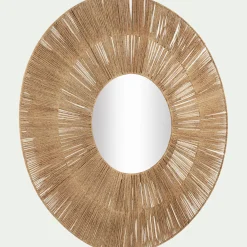 Miroir rond en jute D100cm - naturel
