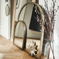 Miroir voûte en métal vieilli - doré 91x102cm