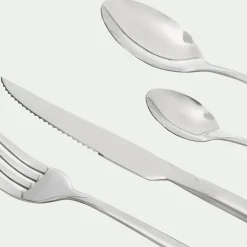 Ménagère 24 pièces en acier inoxydable poli - gris argenté