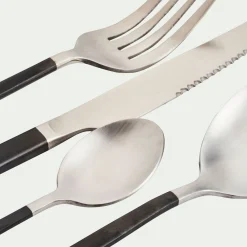 Ménagère 16 pièces en inox satiné et manche noir