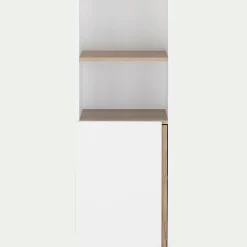Module 1 porte et 2 niches en bois effet chêne H136XL50cm - blanc