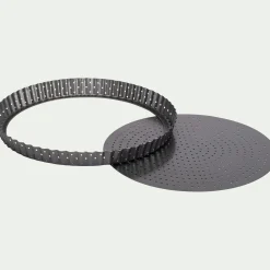 Moule à tarte perforé à fond amovible en acier 30cm - gris anthracite
