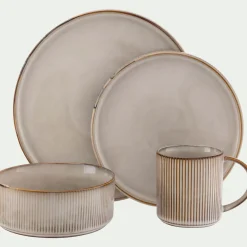 Mug strié en grès 40cl - beige