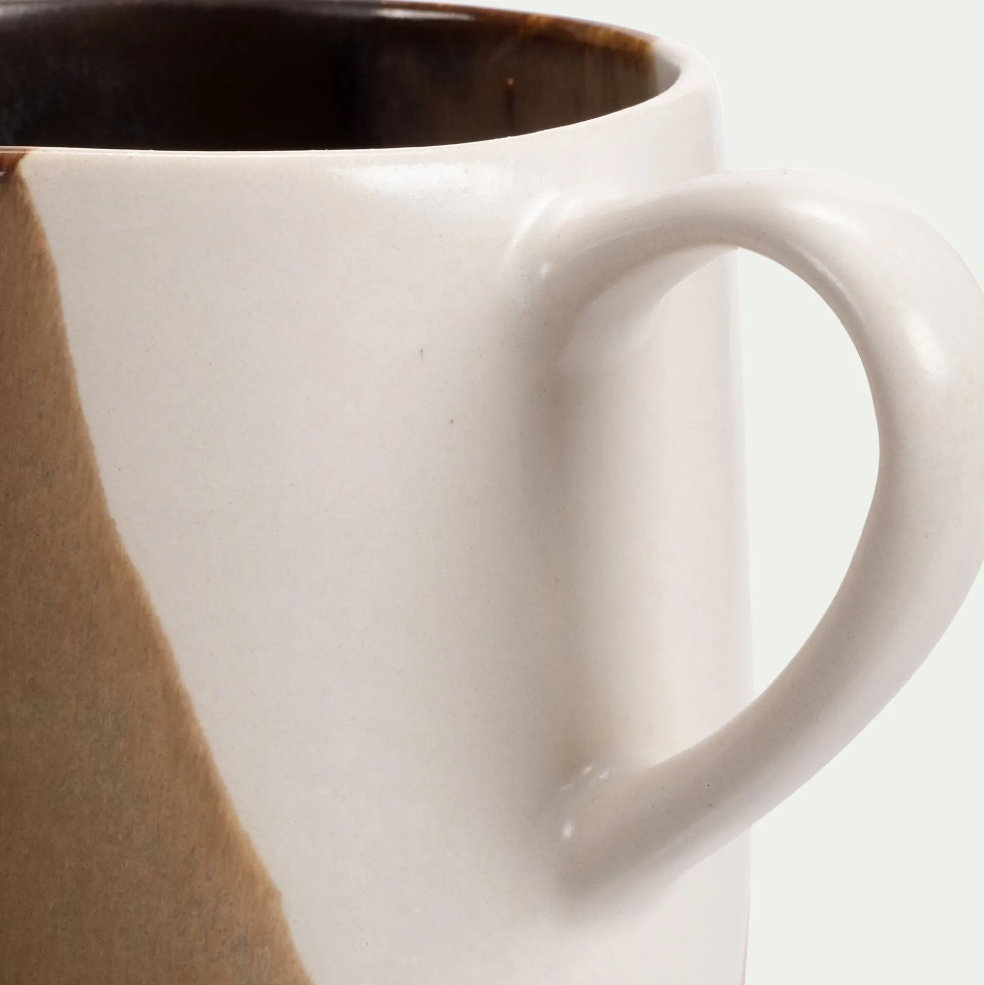 Mug tricolore en grès 39,5cl - marron