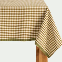 Nappe à carreaux en coton 150x250cm - vert mousse