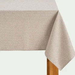 Nappe à rayures en coton 150x250cm - beige