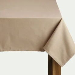 Nappe brodée en coton 150x250cm - beige corde