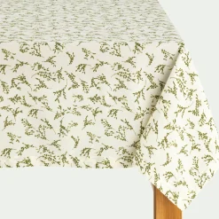 Nappe en coton à motif végétal 150x250cm - vert