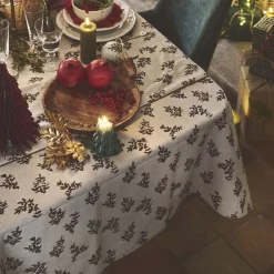 Nappe en coton motif floral 150x250cm - blanc