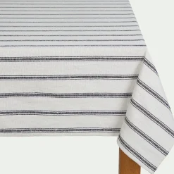 Nappe en lin et coton noir et blanc 170x250cm
