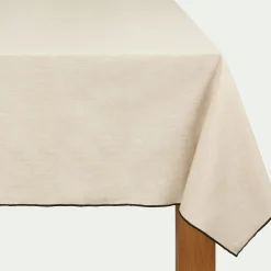 Nappe points bourdon en coton 150x150cm - beige