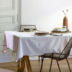 Nappe points bourdon en coton 150x150cm - beige