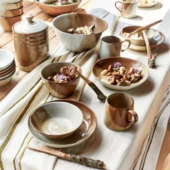 Nappe rayée en lin et coton 145x250cm - beige