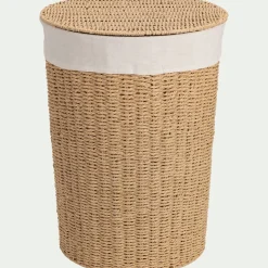 Panier à linge en corde de papier rond H54xD40 cm - naturel