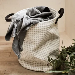 Panier à linge en tissu H50xD38cm - blanc
