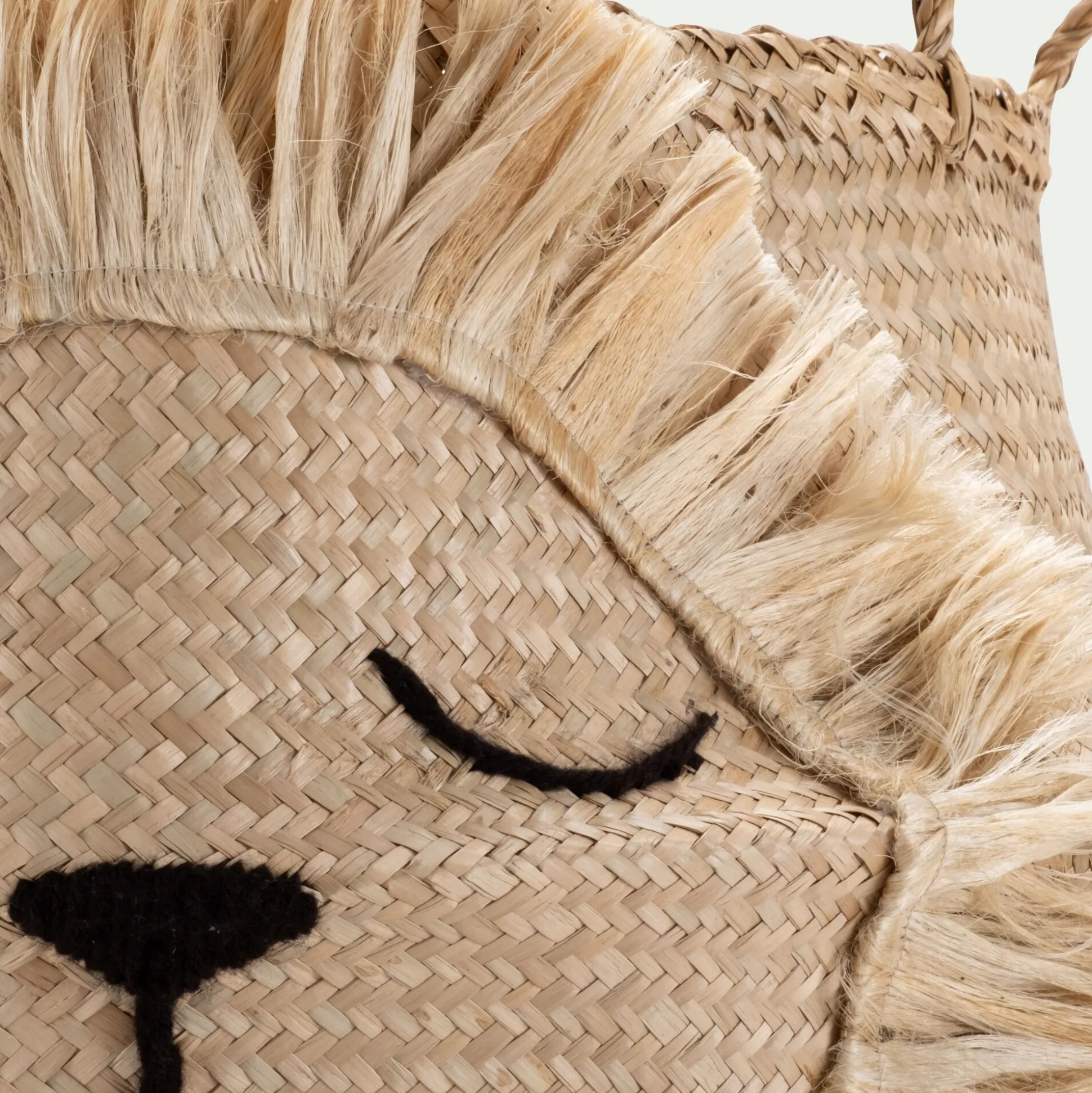 Panier déco lion en jonc de mer D40xH38cm - naturel