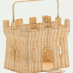 Panier de rangement château en rotin H26cm - naturel