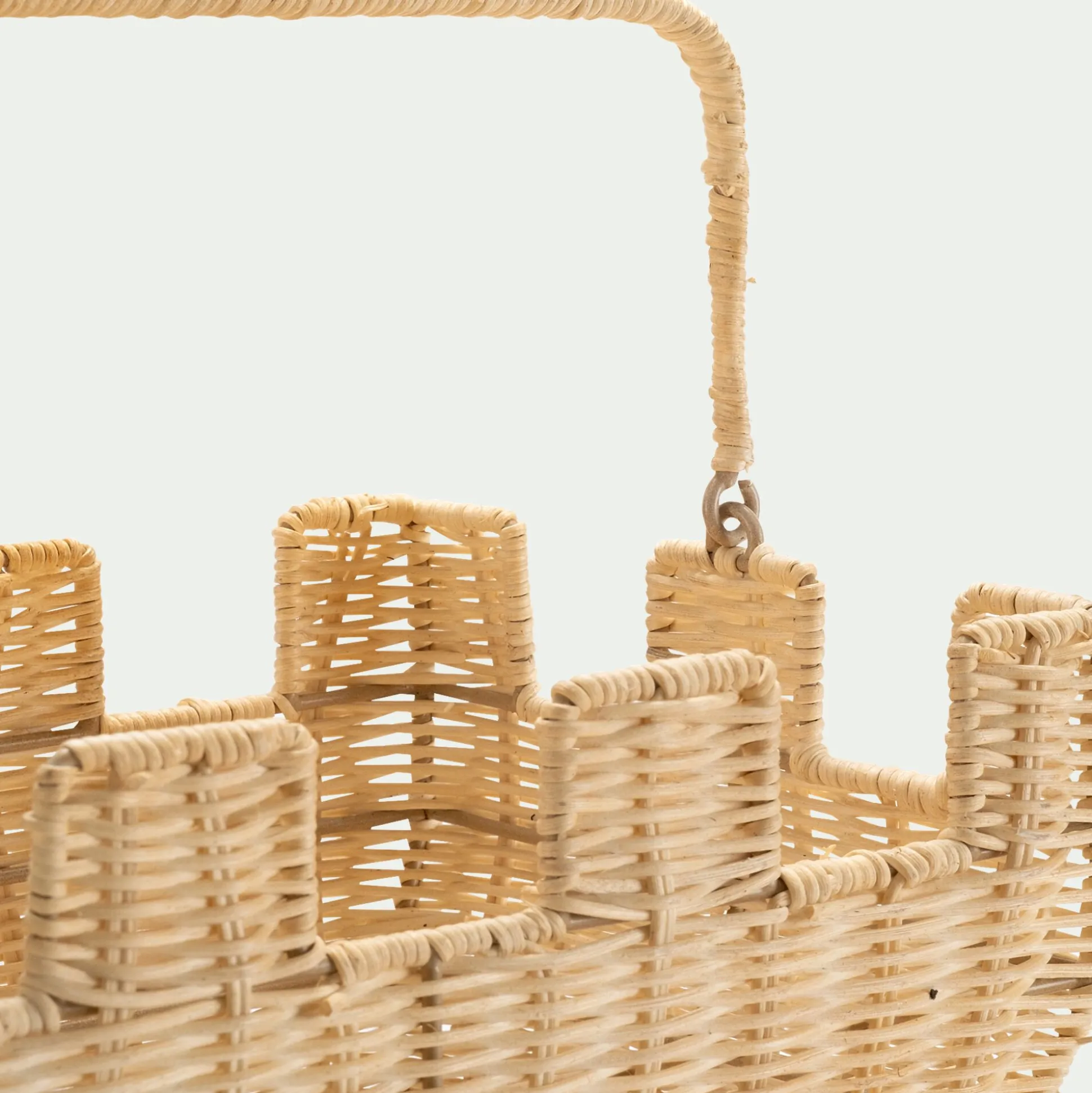 Panier de rangement château en rotin H26cm - naturel