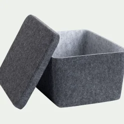 Panier de rangement en feutrine H16cm - gris anthracite