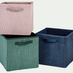 Panier de rangement en velours côtelé - rose H30xL30cm