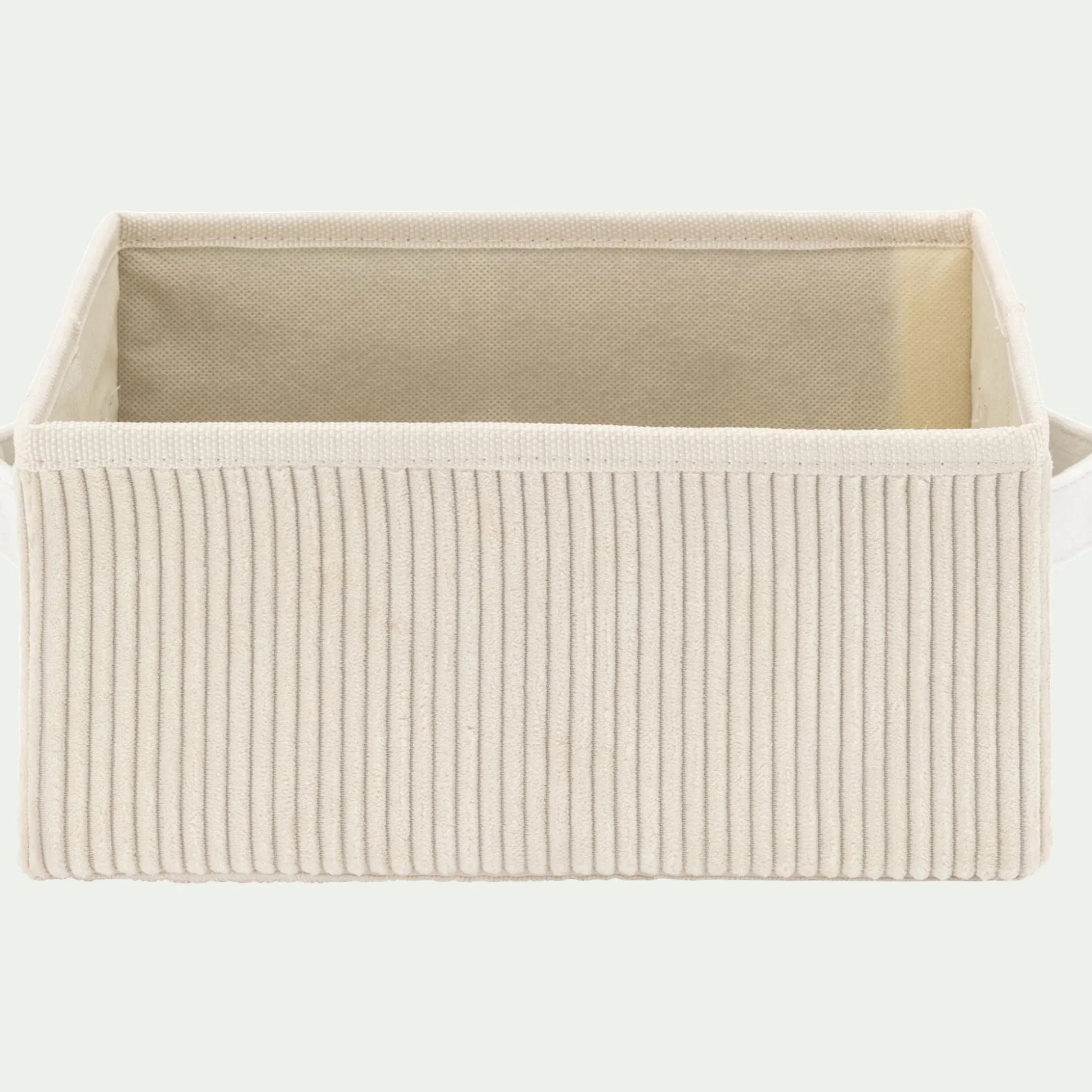 Panier de rangement en velours côtelé H12xL26xl20 cm - blanc ventoux