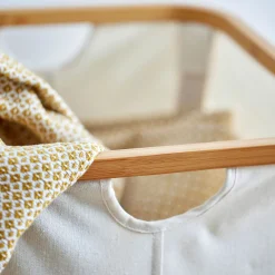 Panier en polycoton et bambou H15xL33cm - blanc