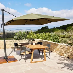 Parasol déporté en acier et tissu D300cm - vert