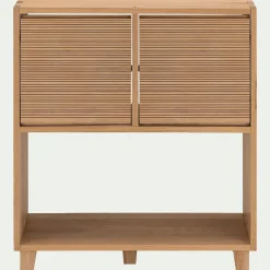 Petit buffet en bois de chêne avec portes striées - bois clair