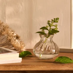 Petit vase en verre à vagues 9,5cm - transparent