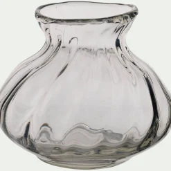 Petit vase en verre à vagues 9,5cm - transparent