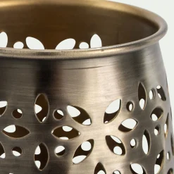 Photophore ajouré en métal H11cm - doré