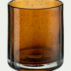 Photophore en verre bullé D8,3cm - brun rustrel