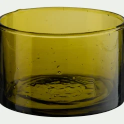 Photophore en verre bullé D8cm - vert mousse