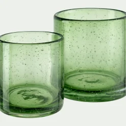 Photophore en verre bullé D8,3cm - vert