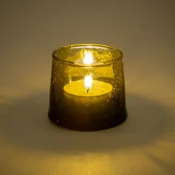 Photophore en verre bullé D6cm - vert mousse